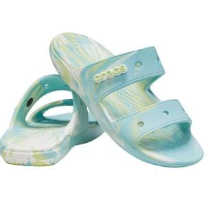 Crocs Unisex Classic Tie Dye Two-Strap Sandals Slide, Blue Green, M9, W11 NWT